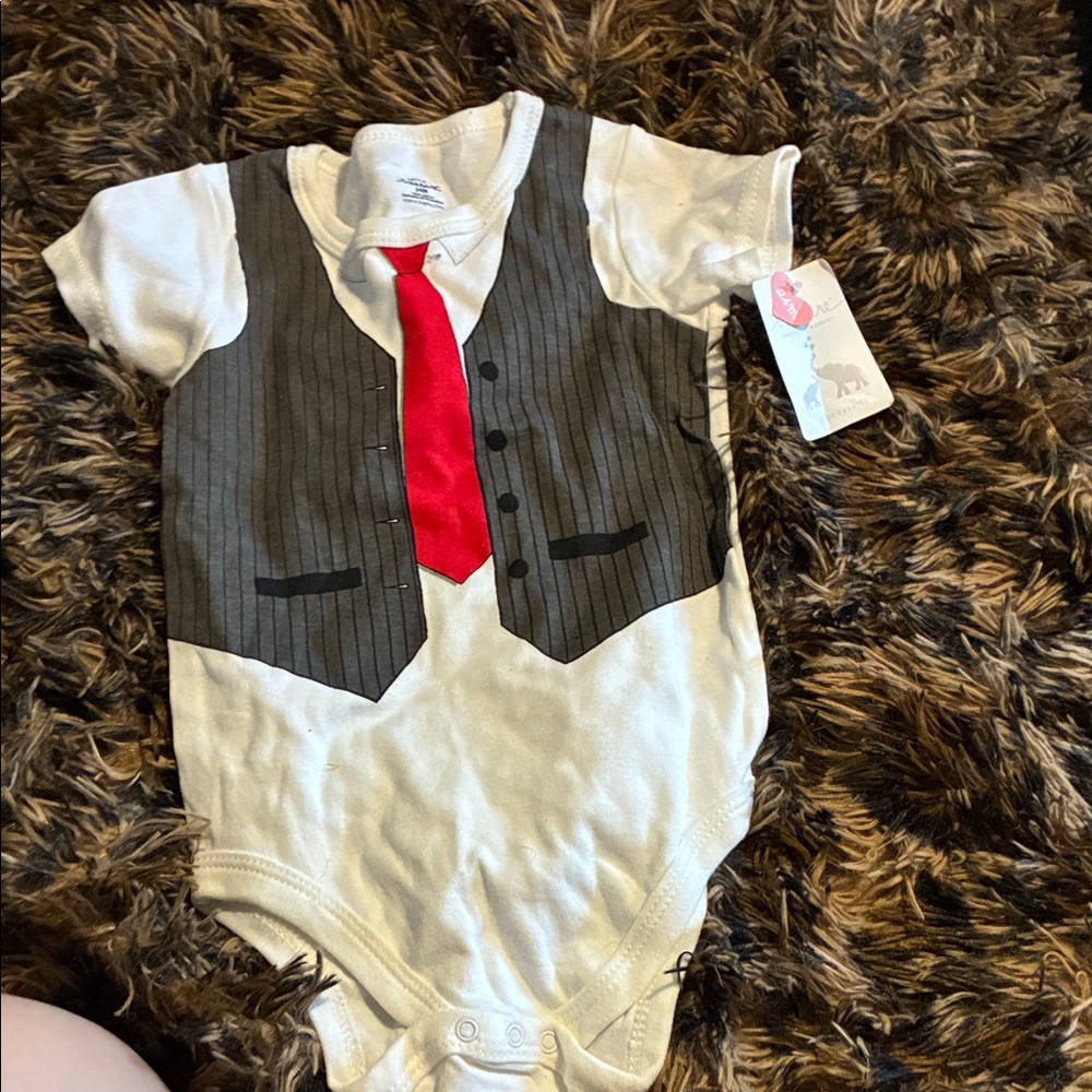 Baby Onesie with Vest and Tie Design